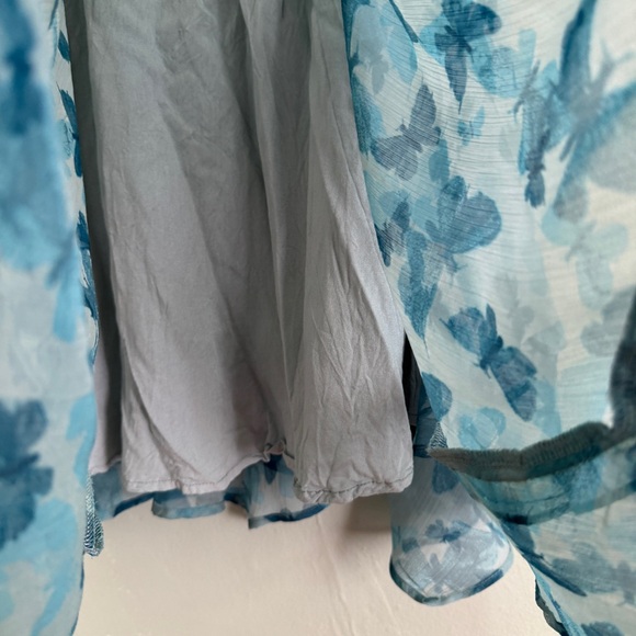 urban outfitters babydoll slip dress butterfly print ruffle hem medium sheer - Picture 5 of 15